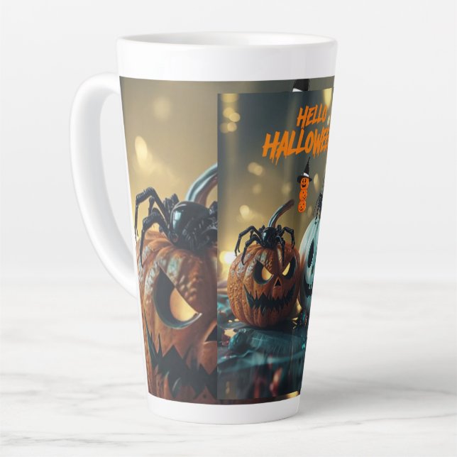 Caneca De Café Latte Tasse de Citrouille Hello Halloween! (Ângulo esquerdo)