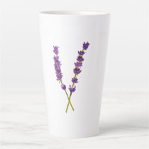 Tasse latte fleur lavande aquarelle