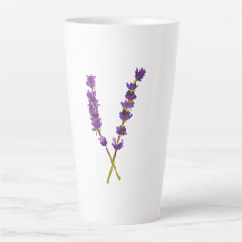 Caneca De Café Latte Tasse latte fleur lavande aquarelle