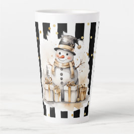 Caneca De Café Latte Tasse Latte Groß Snowman and Stripes Var04