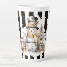 Caneca De Café Latte Tasse Latte Groß Snowman and Stripes Var05