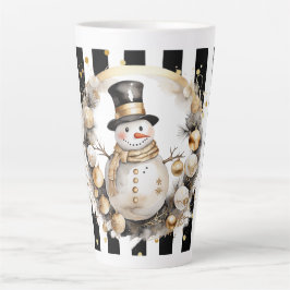 Caneca De Café Latte Tasse Latte Groß Snowman and Stripes Var07