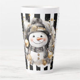 Caneca De Café Latte Tasse Latte Groß Snowman and Stripes Var08