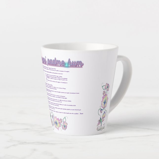 Caneca De Café Latte Tasse "Om Mani Padme Hum" Méditation (Ângulo direito)