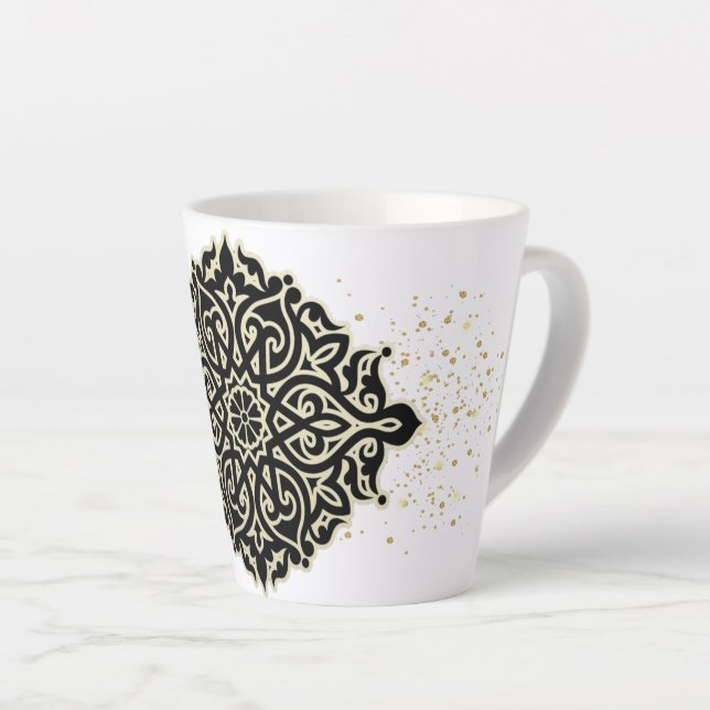 Caneca De Café Latte Taza de café latte con decoración (Ângulo direito)