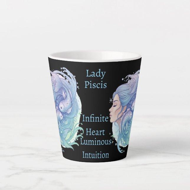 Caneca De Café Latte Taza Lady Piscis – Mística en cada sorbo (Frente)