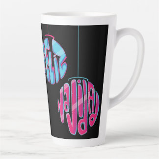 Caneca De Café Latte Tazas de café latte ilustración de "FELIZ NAVIDAD"