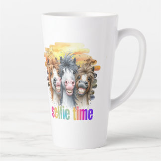Caneca De Café Latte Tazas horse meme – funny horses on a selfie