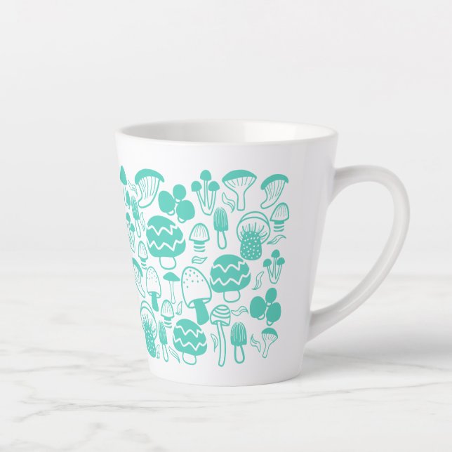 Caneca De Café Latte Teal de Cogumelo (Direita)