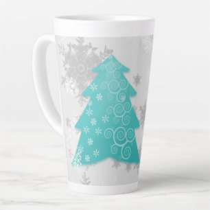 Caneca De Café Latte Teal Festivo Árvore De Natal Latte Mug