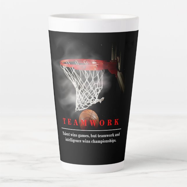 Caneca De Café Latte Teamwork Basketball Motivational Inspirational (Frente)