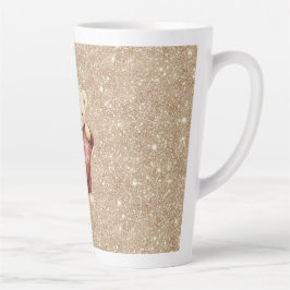 Caneca De Café Latte Teddy Bear Red Heart Gold Glitter