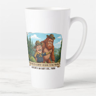 Caneca De Café Latte Teddy Roosevelt engraçado e caricatura do Pé Grand