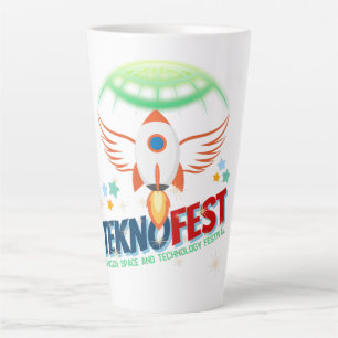 Caneca De Café Latte TEKNOFEST Rocket Design - Aviação e tecnologia