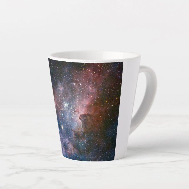 Caneca De Café Latte Telescópio do Hubble da Nebulosa Vermelha e Azul (Ângulo direito)