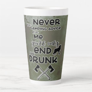 Caneca De Café Latte Tema de acampamento de Bebado Humorístico