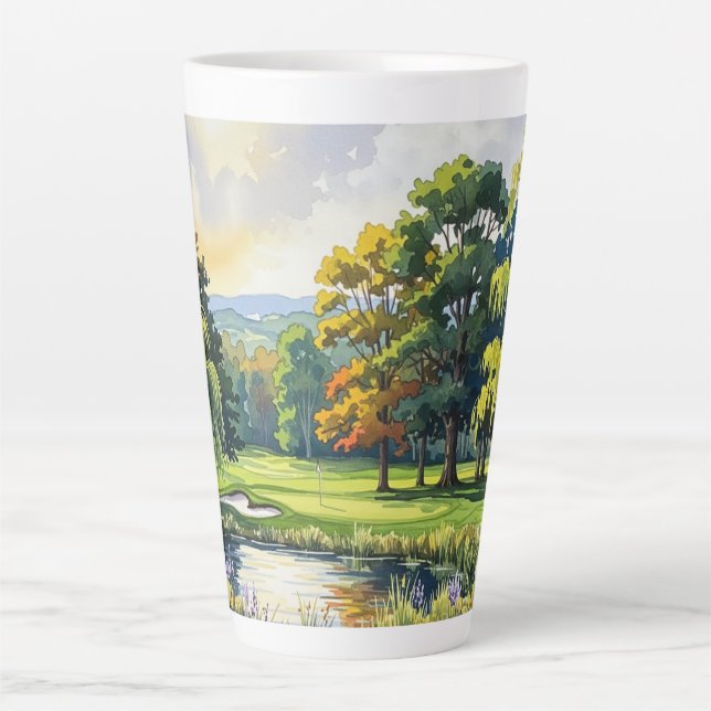 Caneca De Café Latte Tema de Golfe (Frente)