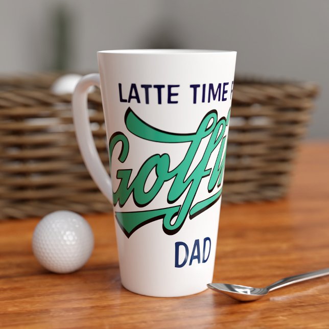 Caneca De Café Latte Tema de Golfe Pai de Golfe Engraçado Lata Grande (A large latte mug for your Golfing Dad)