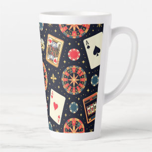 Caneca De Café Latte tema de padrão de cassino em preto