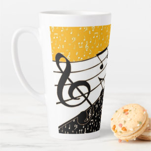 Caneca De Café Latte tema musical Dourado