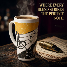 Caneca De Café Latte tema musical dourado