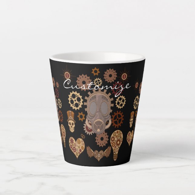 Caneca De Café Latte Tema Steampunk Thunder_Cove (Frente)