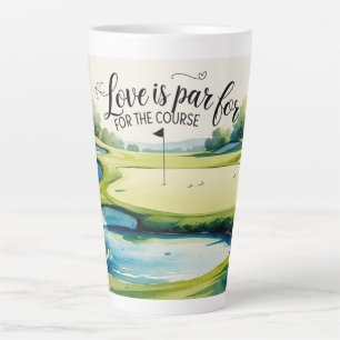 Caneca De Café Latte Temas de Casamento de Golfe