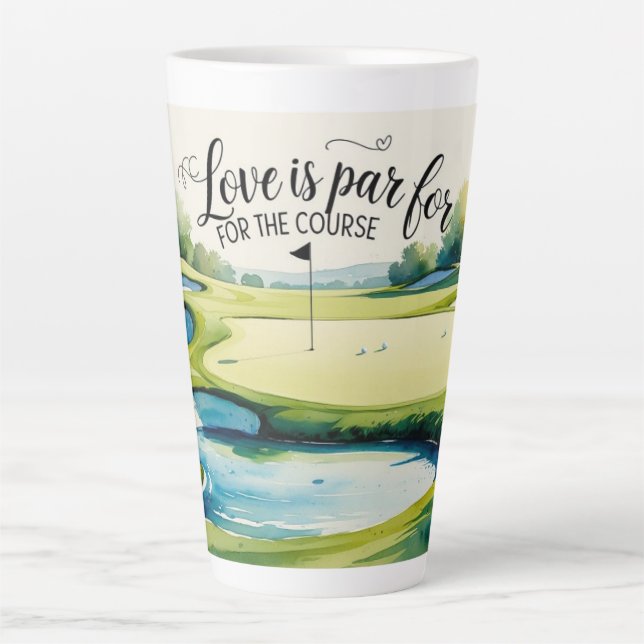 Caneca De Café Latte Temas de Casamento de Golfe (Frente)