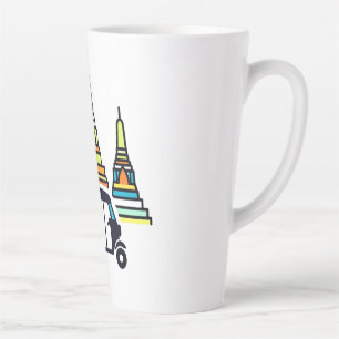 Caneca De Café Latte Templos Tailandeses E Tuk Tuks