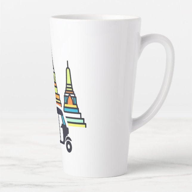 Caneca De Café Latte Templos Tailandeses E Tuk Tuks (Direita)