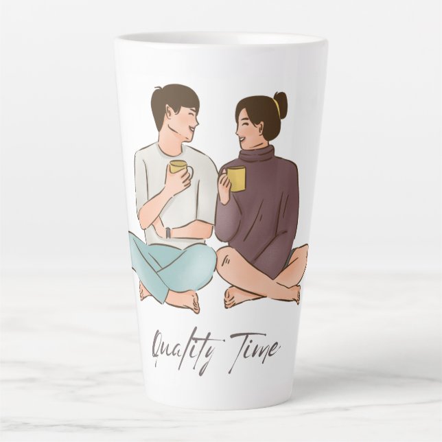 Caneca De Café Latte Tempo de Qualidade (Frente)