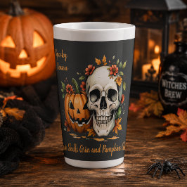 Caneca De Café Latte Temporada Assustadora Abóbora Craniana Halloween