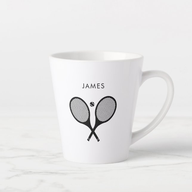 Caneca De Café Latte Tênis de Nome Personalizado Moderno (Direita)