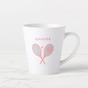 Caneca De Café Latte Tênis de Nome Personalizado Rosa Moderno