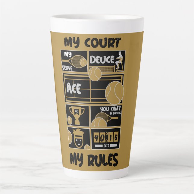 Caneca De Café Latte Tênis My Court My Rules (Frente)