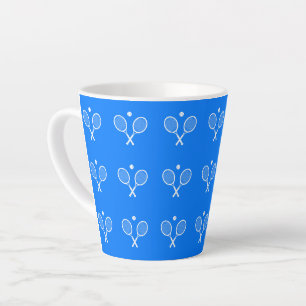 Caneca De Café Latte Tênis Rackets Fundo Azul