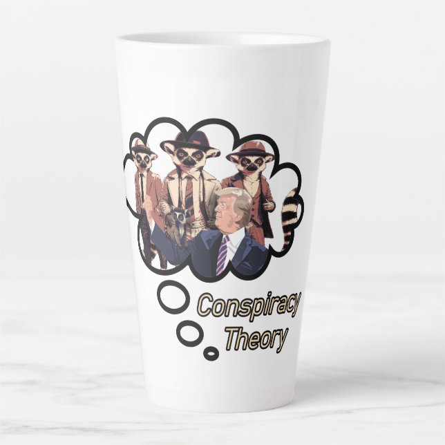 Caneca De Café Latte Teoria da Conspiração de Lemur (Frente)