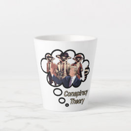 Caneca De Café Latte Teoria da Conspiração de Lemur