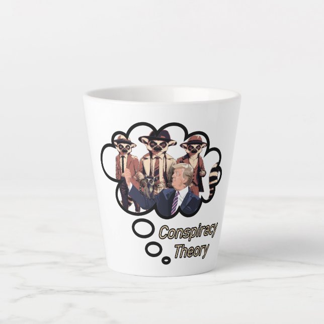 Caneca De Café Latte Teoria da Conspiração de Lemur (Frente)