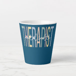 Caneca De Café Latte Terapeuta de Saúde Mental Boho Saúde Mental