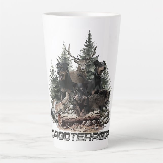 Caneca De Café Latte Terrier de Caça  (Frente)