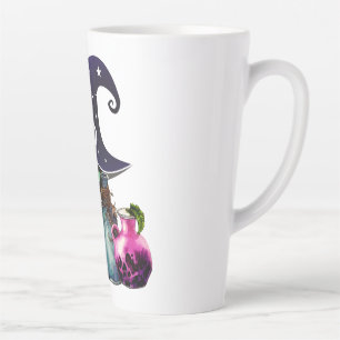 Caneca De Café Latte Testemunha E Selvagem - Gato Negra Halloween E Poç
