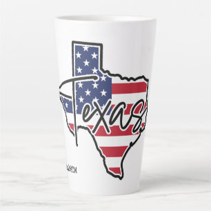 Caneca De Café Latte Texas de nome personalizado
