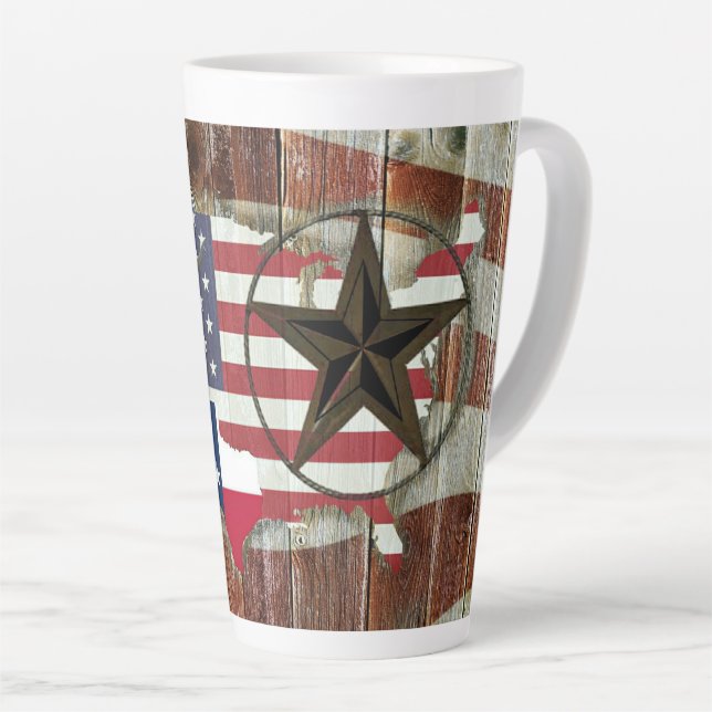 Caneca De Café Latte Texas Lone Star Texas Long Horn (Ângulo direito)