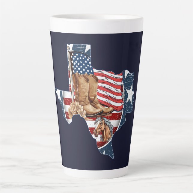 Caneca De Café Latte Texas State Outline USA Horse (Frente)