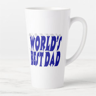 Caneca De Café Latte Texto 3d azul do melhor Pai
