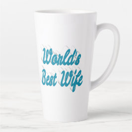 Caneca De Café Latte Texto azul do céu da esposa