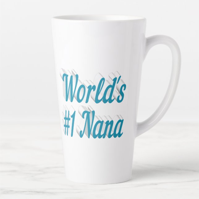 Caneca De Café Latte Texto azul do céu da Nana (Direita)