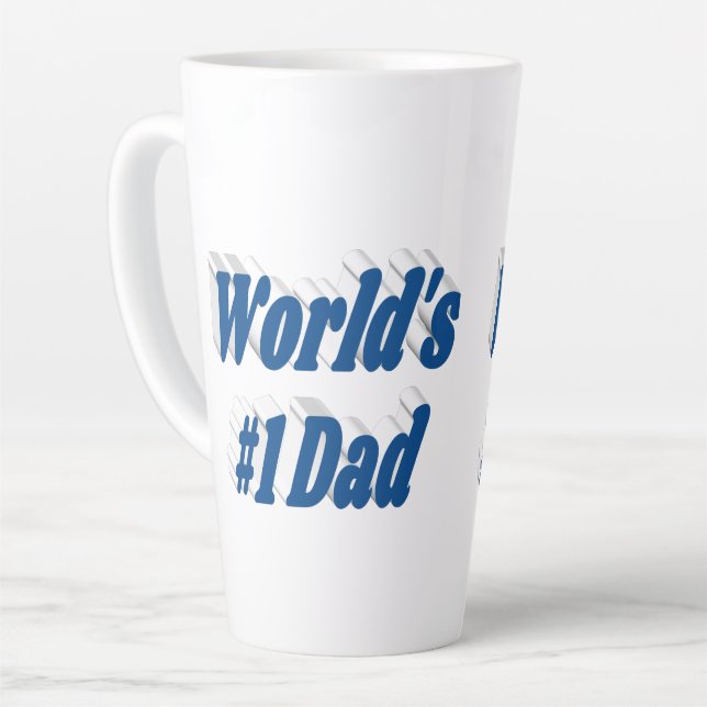Caneca De Café Latte Texto azul do mar pai (Ângulo esquerdo)