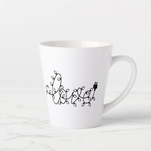 Caneca De Café Latte Texto de Amor das Luzes de Natal-45871 (Direita)